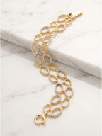 Gold-Toned Pave Oval Link Double-Row Bracelet