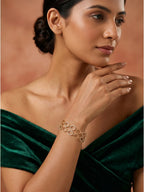 Gold-Toned Pave Oval Link Double-Row Bracelet