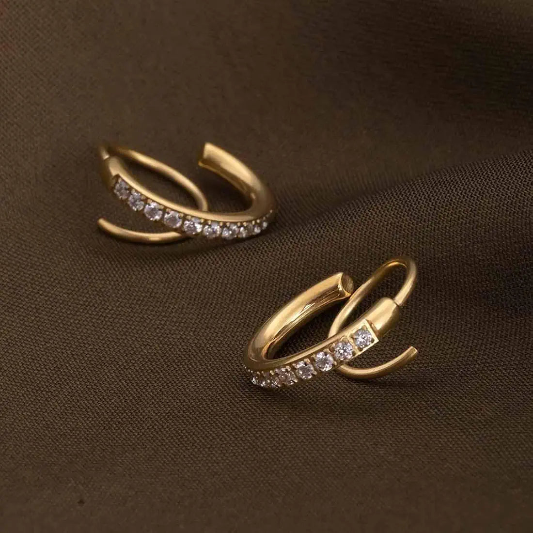 PALMONAS 18k Gold Plated Curvy Embrace Earring for Women - Gift for Girls & Women | Waterproof & Anti-Tarnish Earrings