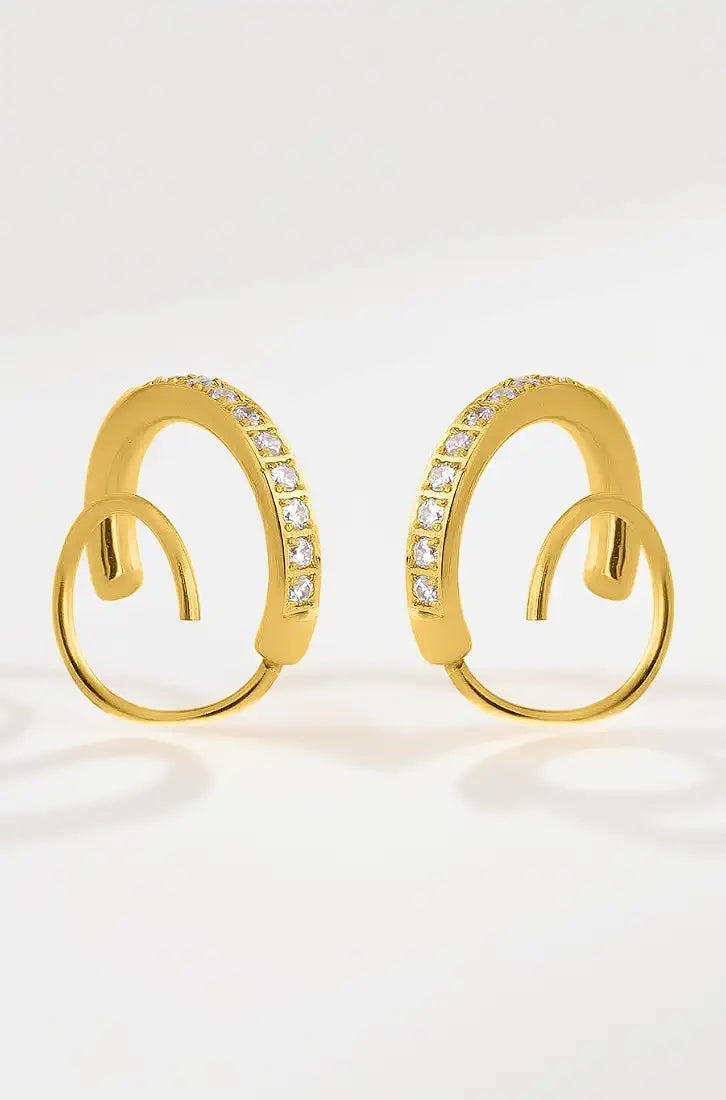 PALMONAS 18k Gold Plated Curvy Embrace Earring for Women - Gift for Girls & Women | Waterproof & Anti-Tarnish Earrings