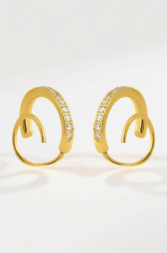 PALMONAS 18k Gold Plated Curvy Embrace Earring for Women - Gift for Girls & Women | Waterproof & Anti-Tarnish Earrings